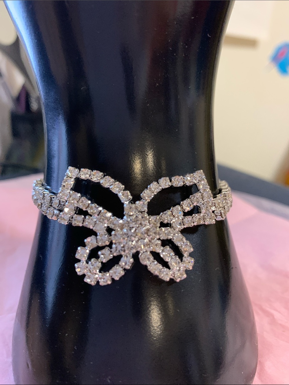 Crystal Butterfly Bracelet - Silver Rhinestone Accent - Picture 5 of 9